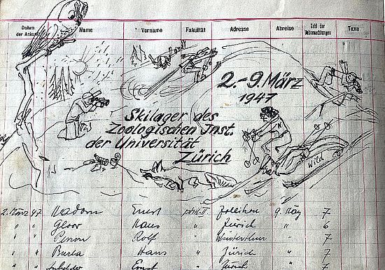 Skilager des Zoologischen Instituts der Universität Zürich, 1947